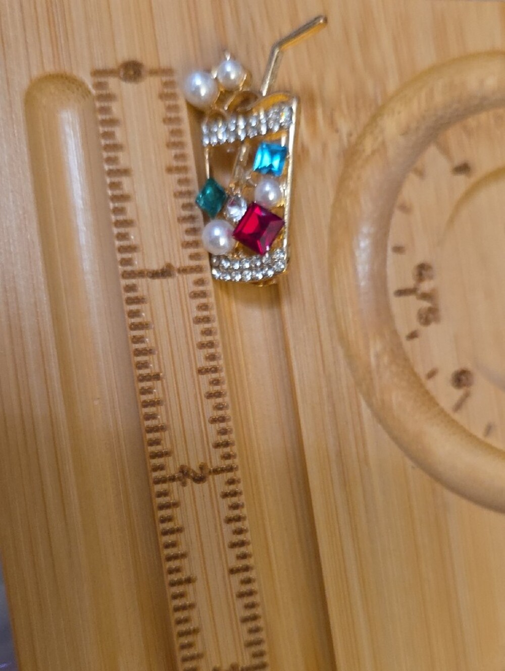 Gold-Tone Cocktail Brooch with Pink, Blue & Green Stones - Picture 3 of 3